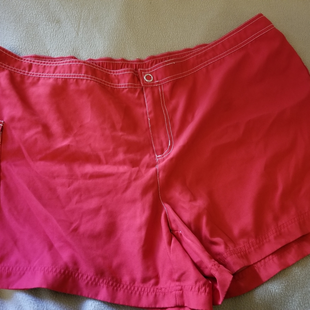 Red swim shorts